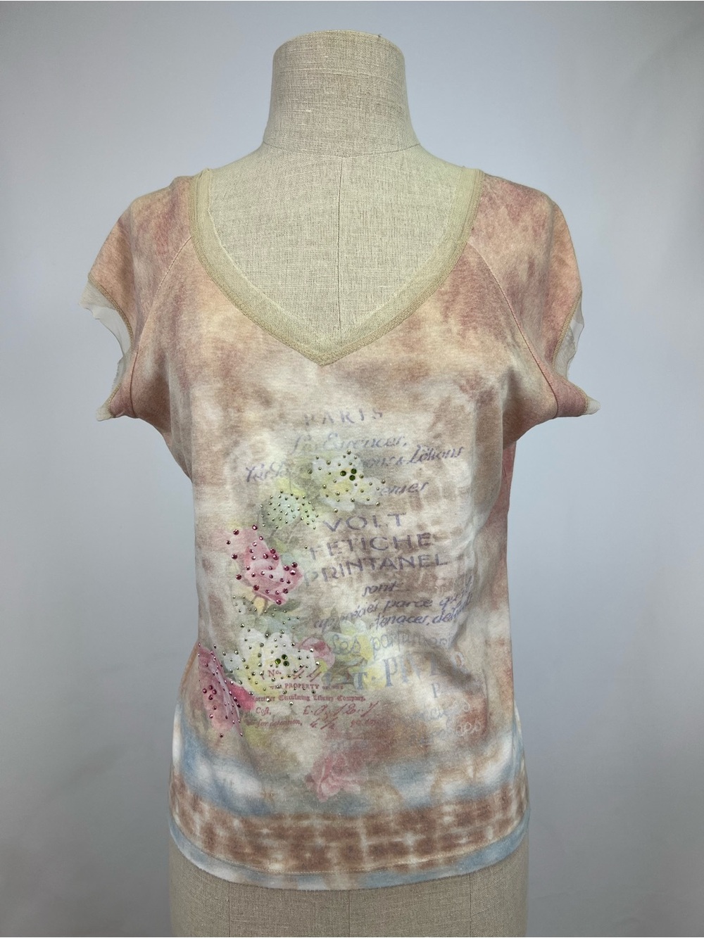 Vintage Y2K One World Fairy Grunge Bedazzled Boho Top